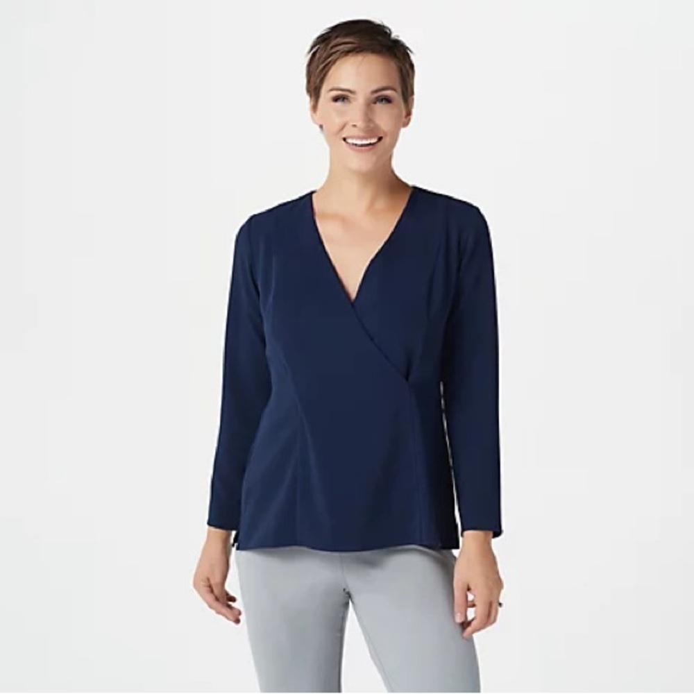 Linea by Louis Dell'Olio Wrapover Pullover Blouse